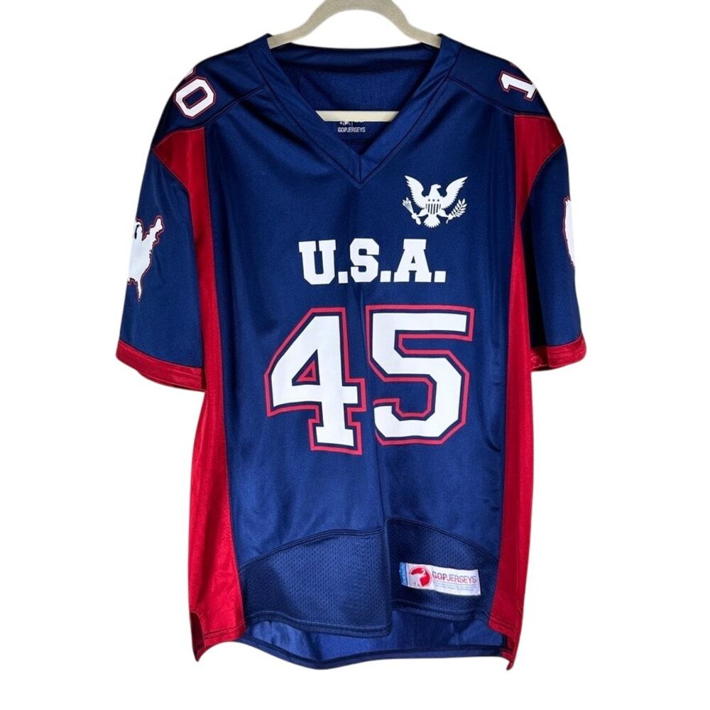 GOP Jerseys USA 45 Rubio Patriotic Jersey Size Large Red White Blue Florida